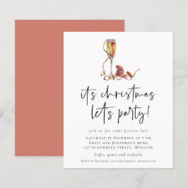 Budget Champagne Kerst Feest Uitnodiging