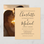 Budget Champagne Script Foto Huwelijksuitnodiging (Voorkant / Achterkant)