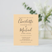 Budget Champagne Script Foto Huwelijksuitnodiging (Staand voorkant)