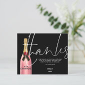Budget Champagne Script Zwarte Bruiloft Dankjewel (Staand voorkant)