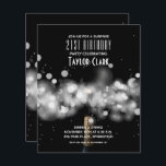 Budget Champagne Sparkle 21st Birthday Uitnodiging<br><div class="desc">Champagnefles, sterretje en wazige lichten op een zwarte achtergrond zijn afgedrukt op betaalbare, budgetwaarde 110 lb helder wit halfglanzend karton verkrijgbaar in 3 maten. Perfect voor uitnodigingen voor 21e verjaardagsfeestjes (of elke leeftijd), uitnodigingen voor verjaardagsfeestjes, uitnodigingen voor zakelijke verjaardagsfeestjes en meer. **Witte enveloppen zijn optioneel en kunnen tegen een meerprijs...</div>