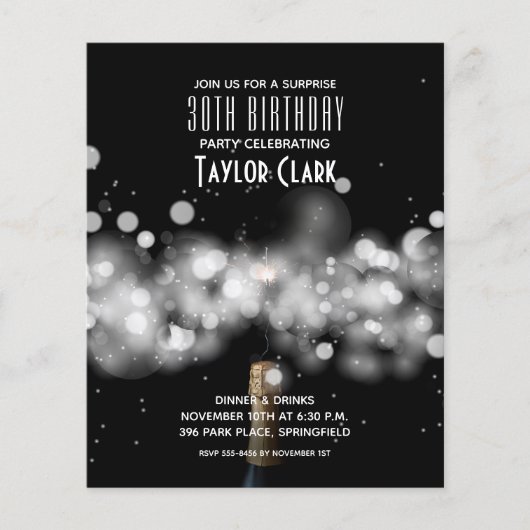 Budget Champagne Sparkle 30th Birthday Invitations (Voorkant)
