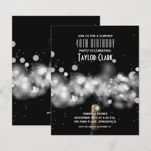 Budget Champagne Sparkle 40th Birthday Invitations