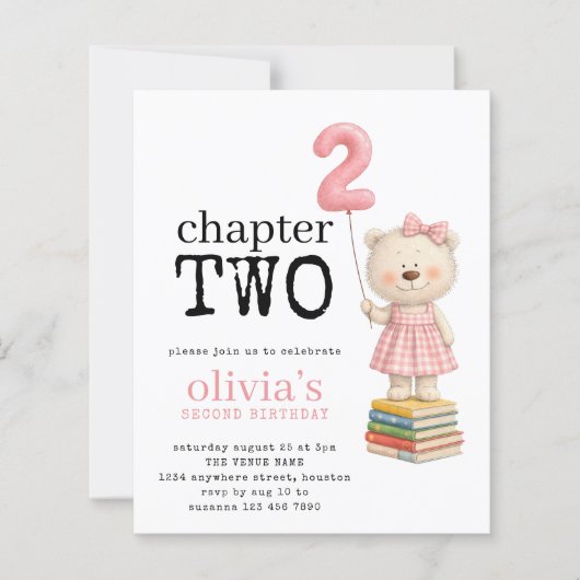 Budget Chapter Two Bear Book Girl 2nd Birthday (Voorkant)