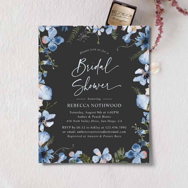 Budget Charcoal Blue Chic Bridal Shower (Creator heeft geüpload)