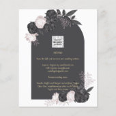 BUDGET Charcoal Gray roze Roses Wedding INVITE (Achterkant)