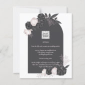 BUDGET Charcoal Gray roze Roses Wedding INVITE (Achterkant)