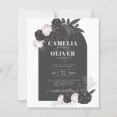 BUDGET Charcoal Gray roze Roses Wedding INVITE (Voorkant)