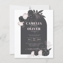 BUDGET Charcoal Gray roze Roses Wedding INVITE