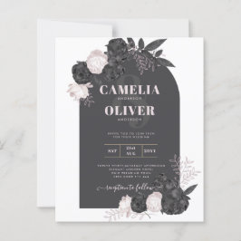 BUDGET Charcoal Gray roze Roses Wedding INVITE