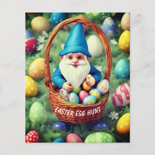 Budget Charmant Gnome & Basket Easter Egg Hunt Flyer (Voorkant)