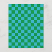 Budget Checkerboard Blauw Groen Verjaardag Uitnodi (Achterkant)