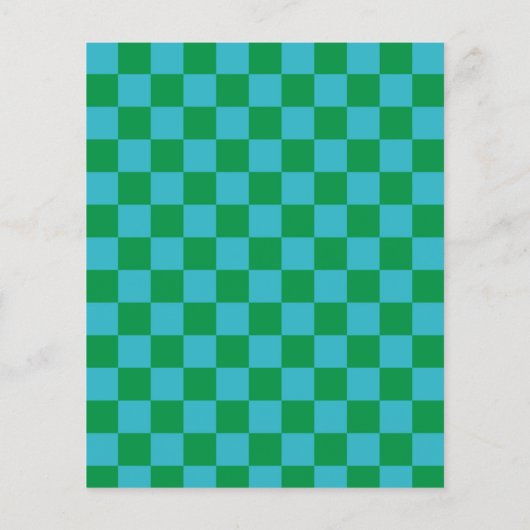 Budget Checkerboard Blauw Groen Verjaardag Uitnodi (Achterkant)