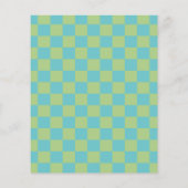 Budget Checkerboard Blue Green Baby shower nodigt  (Achterkant)