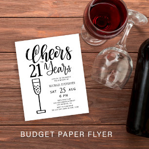 Budget cheer aan 21e verjaardagsuitnodiging flyer