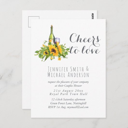 Budget Cheers to Love Wine Tasting Invitation Briefkaart (Voorkant / Achterkant)