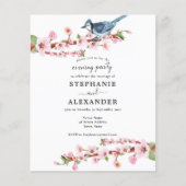 Budget Cherry Blossom Bird Evening Party Invite (Voorkant)