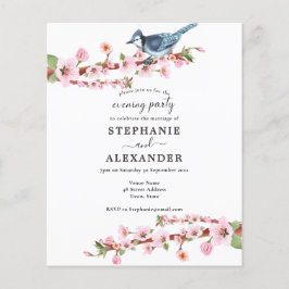Budget Cherry Blossom Bird Evening Party Invite
