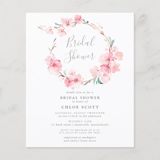 Budget Cherry Blossom Bridal Shower Flyer (Voorkant)