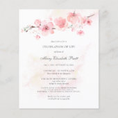 Budget Cherry Blossom Celebration of Life Invite (Voorkant)
