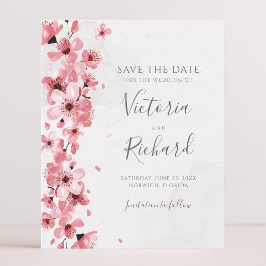 Budget Cherry Blossom Floral Wedding Save the Date