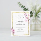 Budget Cherry Blossom & Gold Evening Party Invite (Staand voorkant)