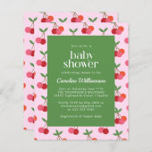 Budget Cherry Fruit Pink Green Cute Baby shower (Voorkant / Achterkant)