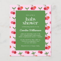 Budget Cherry Fruit Pink Green Cute Baby shower