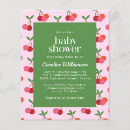 Budget Cherry Fruit Pink Green Cute Baby shower