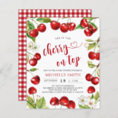 Budget Cherry Op Top Red Cherry Baby shower Uitnod (Voorkant / Achterkant)