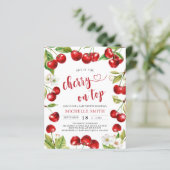 Budget Cherry Op Top Red Cherry Baby shower Uitnod (Staand voorkant)