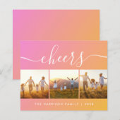 Budget Ches Oranje Roze Photo Holiday Card (Voorkant / Achterkant)