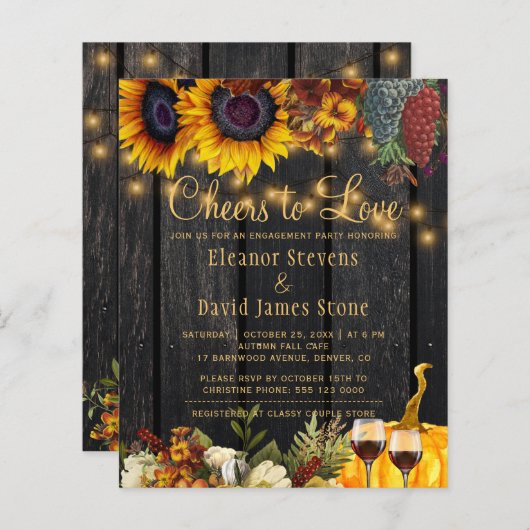 Budget Ches to Love verloving party-uitnodiging (Voorkant / Achterkant)