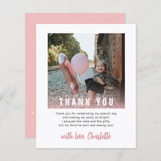 Budget Chic 1e Verjaardag Kinder Partij Dank u Kaa (Voorkant / Achterkant)