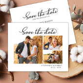 Budget Chic 3 Foto Bruiloft Save The Date Kaart
