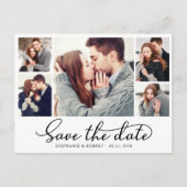 Budget Chic 5 Fotocollage Bruiloft Save the Date Aankondigingskaart (Voorkant)