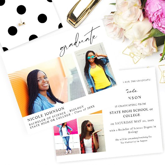 Budget Chic 5 Multi Foto Afstuderen Aankondiging