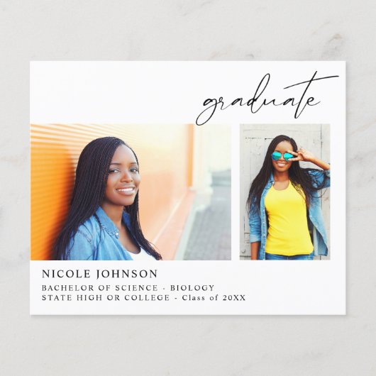 Budget Chic 5 Multi Foto Afstuderen Aankondiging (Voorkant)