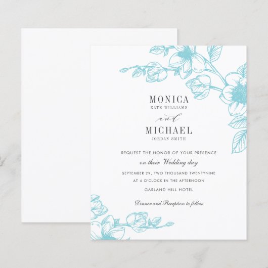BUDGET Chic AQUA Magnolia Flower Branch Wedding (Voorkant / Achterkant)