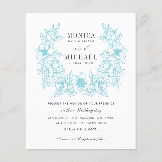 BUDGET Chic AQUA Magnolia Wreath Weddenschap (Voorkant)