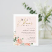 Budget Chic Blush Floral Gold Baby shower per post (Staand voorkant)