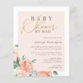 Budget Chic Blush Floral Gold Baby shower per post (Voorkant)