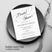 Budget-chic calligraphy bridal doucheuitnodiging flyer