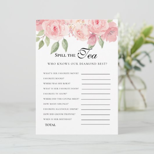 Budget Chic Coral Floral Vrijgezellenfeest spel Kaart (Staand voorkant)