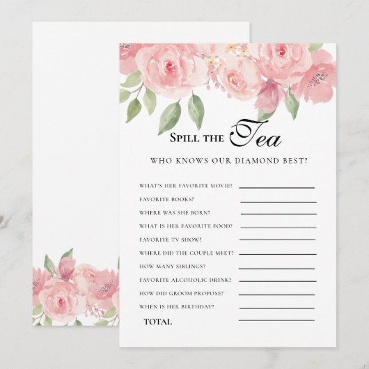 Budget Chic Coral Floral Vrijgezellenfeest spel Kaart (Voorkant / Achterkant)