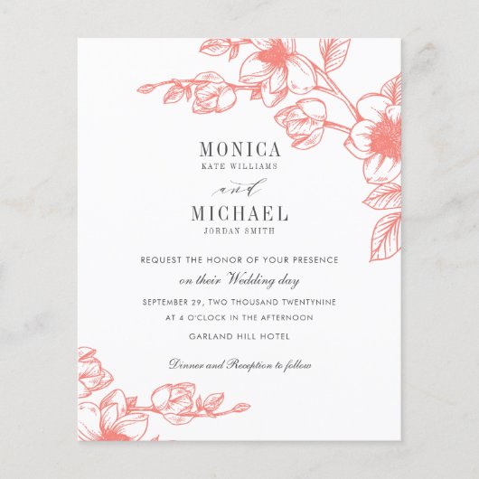 BUDGET Chic CORAL Magnolia Flower Branch Wedch (Voorkant)