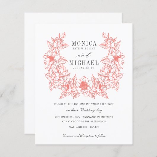 BUDGET Chic CORAL Magnolia Wreath Weddenschap (Voorkant / Achterkant)