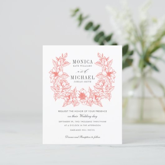 BUDGET Chic CORAL Magnolia Wreath Weddenschap (Staand voorkant)