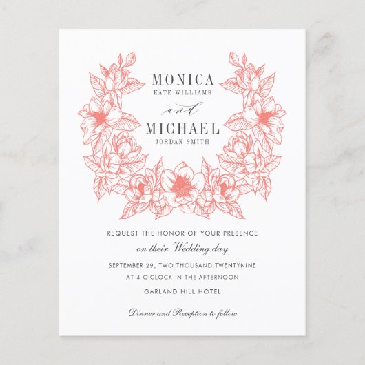BUDGET Chic CORAL Magnolia Wreath Weddenschap (Voorkant)