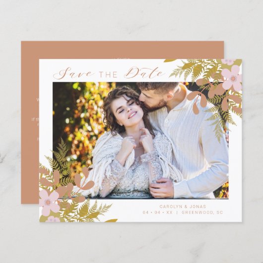 Budget Chic Dusty Shades Branches Photo Wedding (Voorkant / Achterkant)